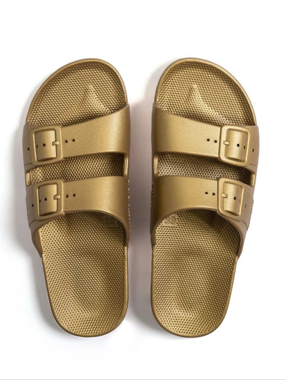 Freedom Moses 2 Band Slide Goldie NWT U.S. Size 8-9